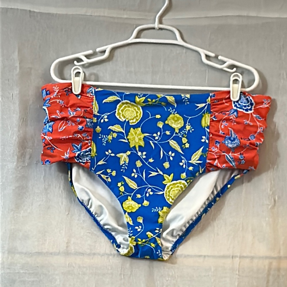 Lands’ End swim bottom blue 20W orange lime green